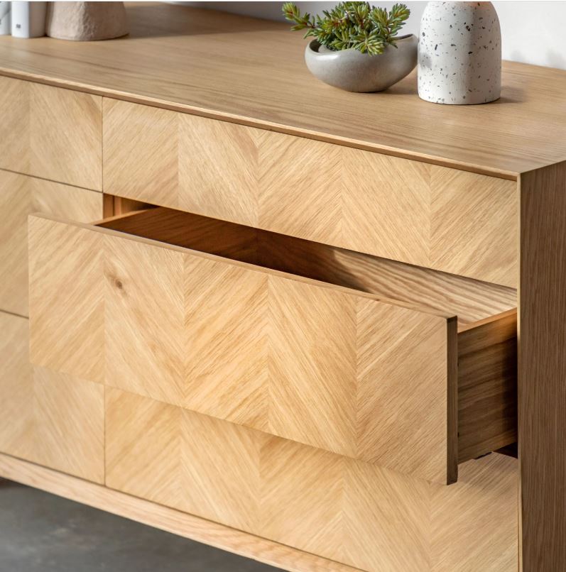 Santos Modern 6 Drawer Chest Oak