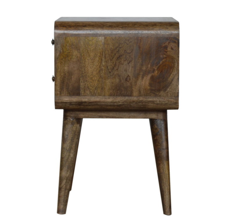Curved Classic Grey Washed Mango Wood Bedside Table