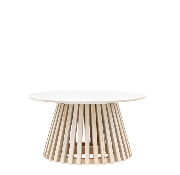 Seyo Round Mango Wood Coffee Table with Marble Top