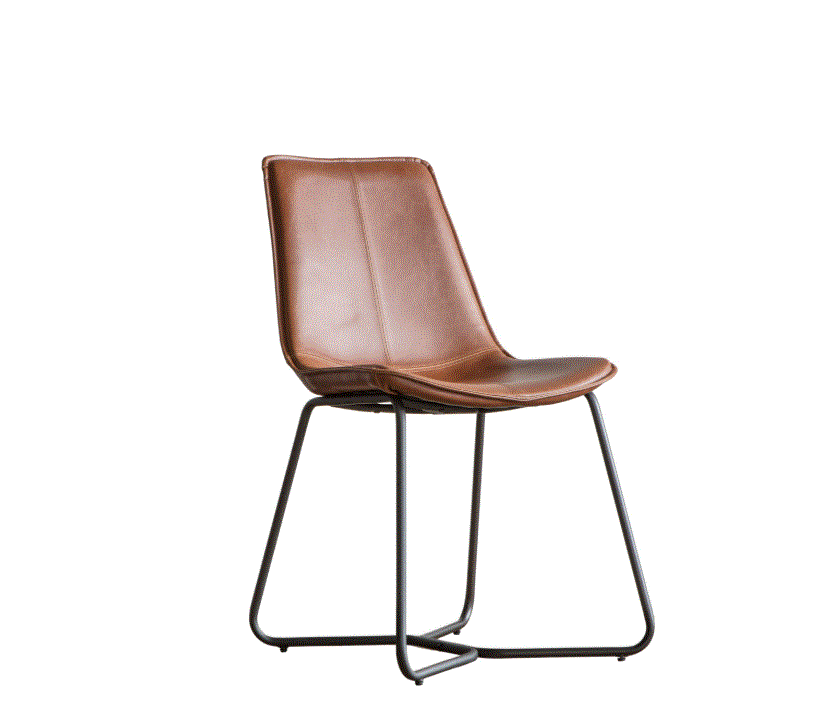 Hawton PU Brown Leather Dining Chair (set of 2)