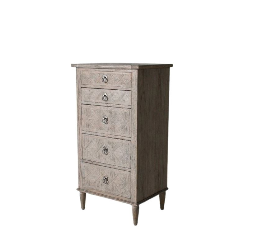 Levine Natural Mindy Ash 5 Tall Drawer Chest