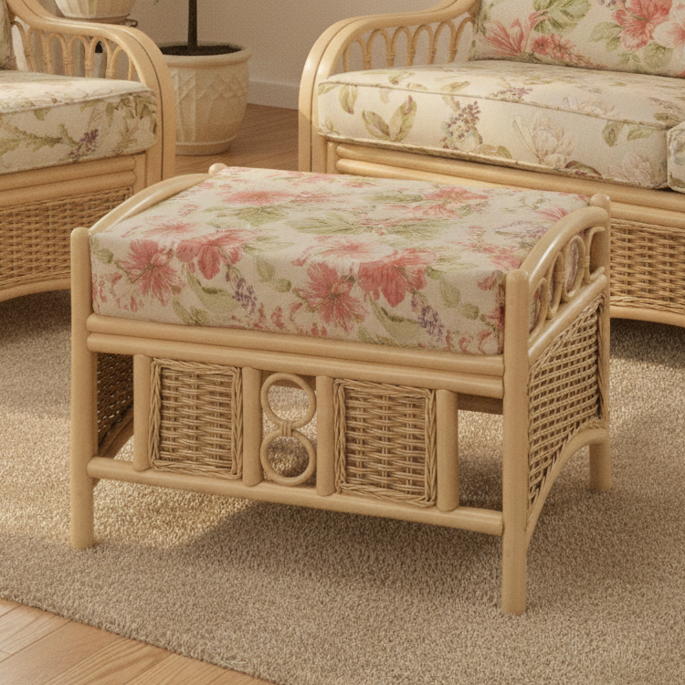 Vale Natural Wash Cane Footstool