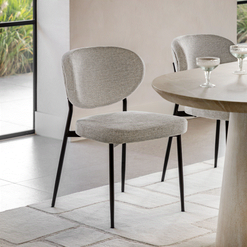 Orlando Natural Colour Fabric Dining Chair (set of 2)