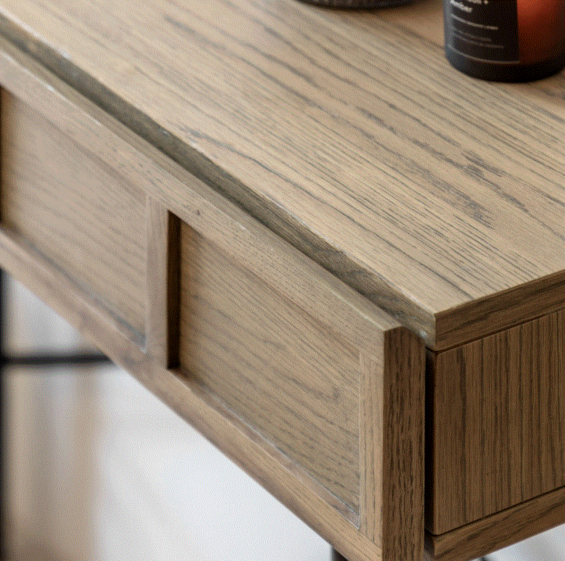 Pietro Oak 2 Drawer Console Table