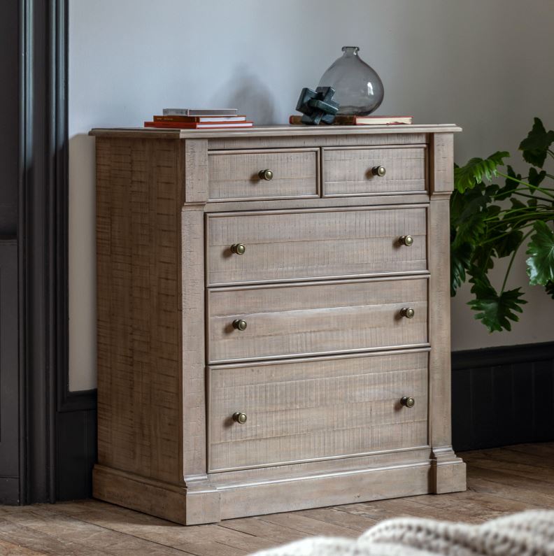 Vivo Natural Pinewood 5 Drawer Chest