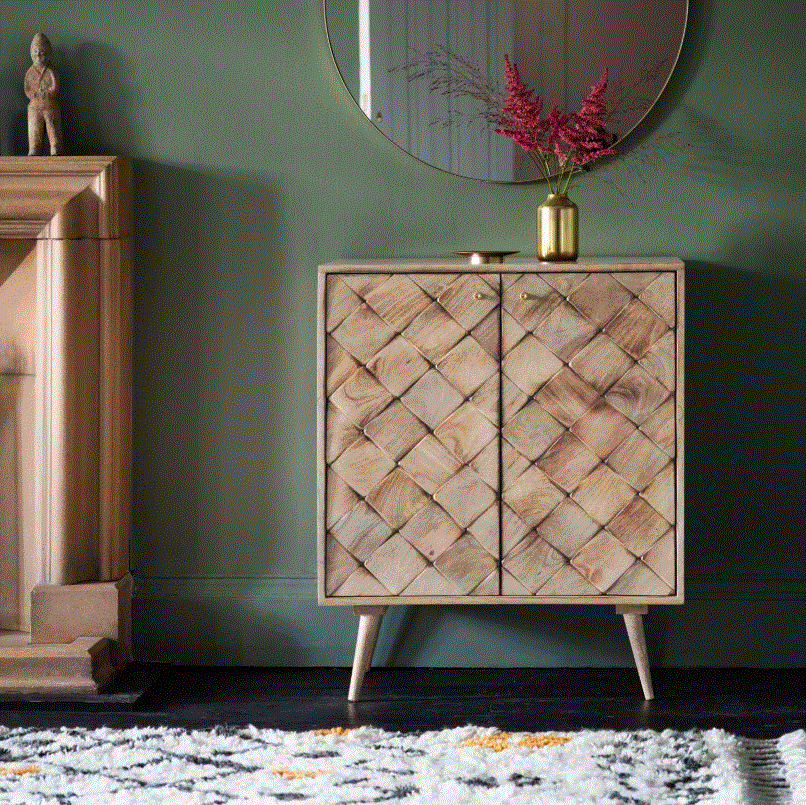 Tusano Mango Wood 2 Door Sideboard Cabinet Burnt Wax