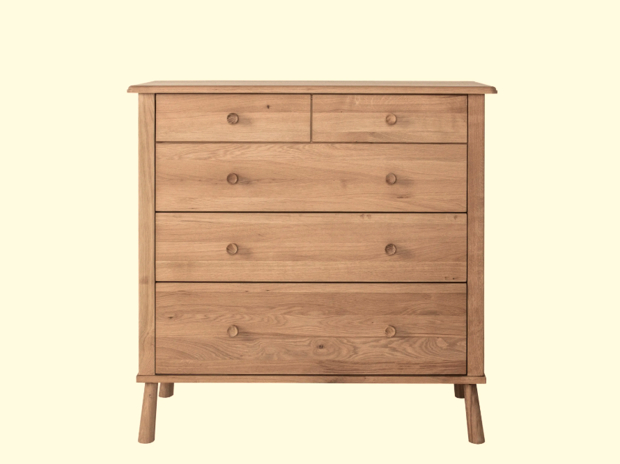 Natural Solid Oak 5 Drawer Chest