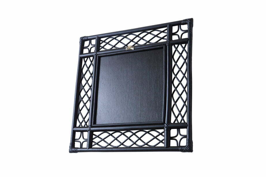 Black Vintage Square Rattan Mirror | Desser & Co