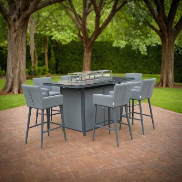 sergio outdoor 6 seat bar set with fire pit dining table waterproof fabric