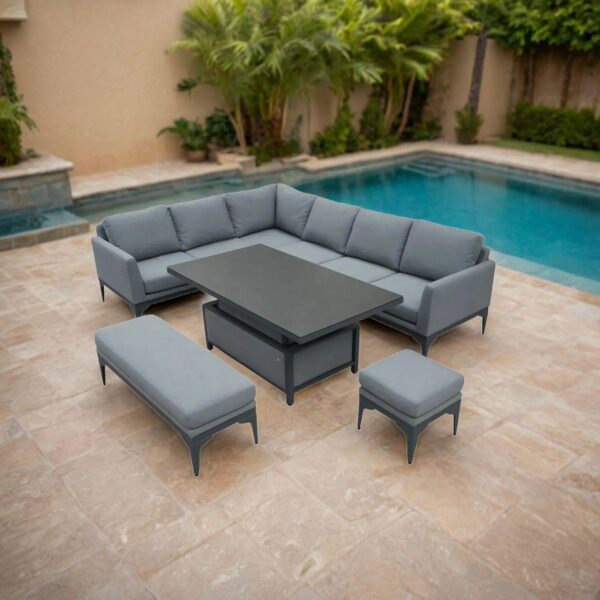 sergio outdoor corner sofa set with adjustable table waterproof fabric