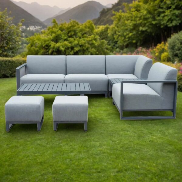 sergio outdoor aluminium modular corner sofa lounge set waterproof fabric