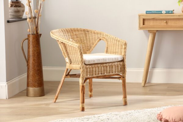 adults wicker loom chair with cushion natural