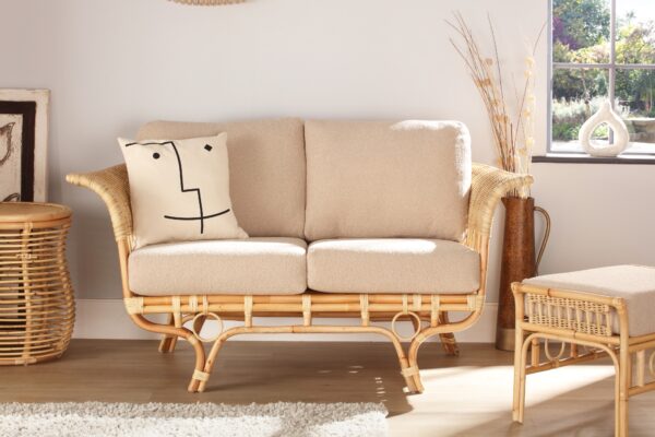 beijing 2 seater rattan sofa in latte