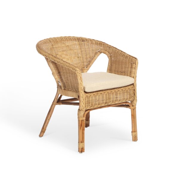 adults wicker loom chair with cushion natural