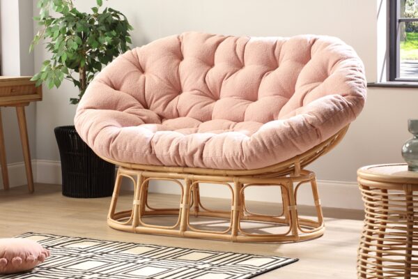 natural papasan sofa with boucle latte cushion (copy)