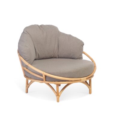 rattan natural snug cuddle chair in shadow grey
