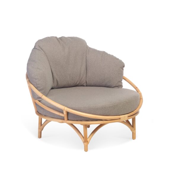 rattan natural snug cuddle chair in shadow grey