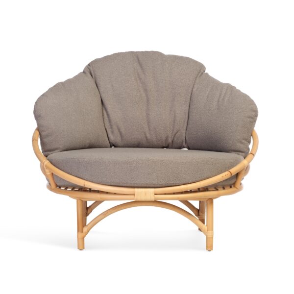 rattan natural snug cuddle chair in shadow grey