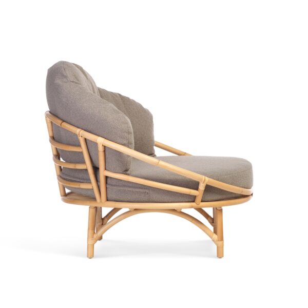 rattan natural snug cuddle chair in shadow grey